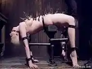 Blonde in device bondage ass hooked