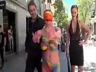 Body painted nakes slut in public