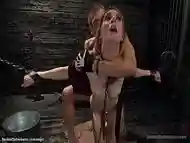 Bound blonde fucked in back alley