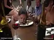 Busty slut fucked at dinner party