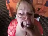 CUM ON FACE in FACIAL BONDAGE SCENE