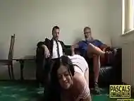 Chubby submissive gets ass spanked