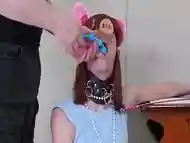 Degraded BDSM pig slave eats her doms ass