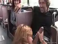 Euro slut fucks huge dick in public bus