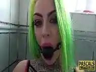 Gagged bdsm slut analized