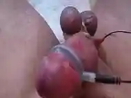 Hands Free Estim Cumshot with Hot Wax on Cock