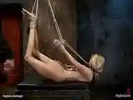 Hogtied suspended and ass hooked blond