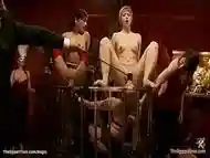 Hot slaves fucking at bdsm orgy party