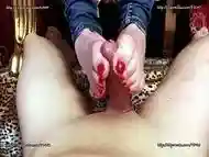 Jeans Footjob - Cute Barefoot