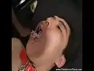 Mistress stepped on food and made slave eat it