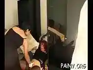 One beauty gets fucked while another gets bizarre humiliation