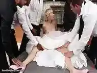 Pale blonde bride bound and fucked