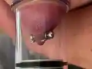 Pumping and Sucking hard my Pierced Nipples