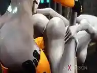 Shemale sex cyborg fucks hard an alien in the underground and secret US military base