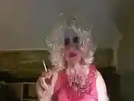 Sissy cum dumpster, Sarah Millward, smokes, wanks, inserts 8 inch, black dildo - what a total fag slut whore