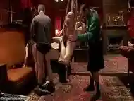 Slaves and guests fucking at party