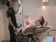 Slut with round ass taking anal exam with toys and cock in rough anal sex