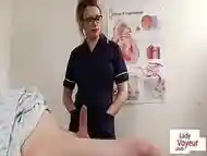 Spex nurse helps sub patient to jerk off