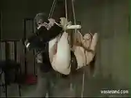 Submissive Blonde Experiences Bondage Cages Wax And Toys