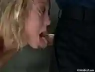 Suspended blonde deep throat fucked