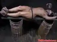 Tickled restrained submissive waterboarded