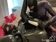 TouchedFetish &ndash_ Amateur Fetish married couple in shiny latex rubber catsuit | Loud moaning due Magic Wand and vibrator orgasm