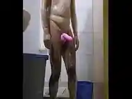 Zentai shower bathroom bath penis wet