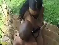 big boob african mask milf takes a big cock