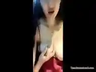 Asian MILF play tits blowjob