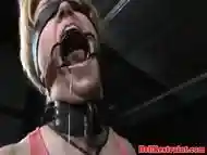 Bigtitted sub gagged and caned by her maledom