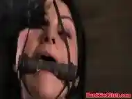 Brunette Sub Tied Getting Nipples Clamped