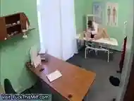 Busty beautiful blonde soaks doctors examinati