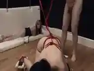 Extremely hardcore BDSM rope penetrate with anal action