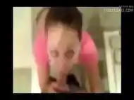 Horny teen sucks and swallow