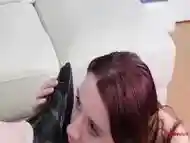 Kinky bdsm whore throating cock