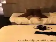 Old husband watching his young wife fucking with BBC