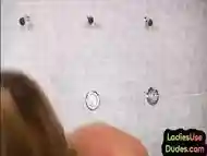 Rough dominas fucking guy asshole with strapon in bathroom