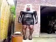 Shiny PVC Sissy Slut Tranny PatsyPVC Shiny PVC Dress Slut with PVC Choker, Shiny Stockings and 6 inch high heels Outdoors excited and exposed to all neighbours and for all public to see dressed in Shiny PVC