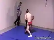 Slender young gays have long and hardcore wrestling session