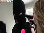 Strapon mistress showing who is dominant to uninvited guest