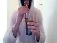 sissy femboy crossdresser self piss drinking